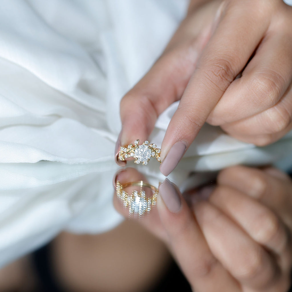 Round Cut 1.2 Carat Lab Grown Diamond Flower Engagement Ring