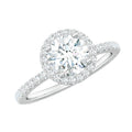 Certified Brilliant Cut Diamond Halo Engagement Ring With Side Stones