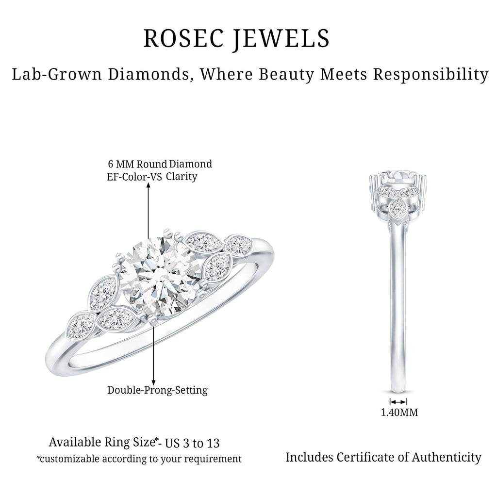 Certified 0.9 Carat Round Diamond Promise Engagement Ring For Her