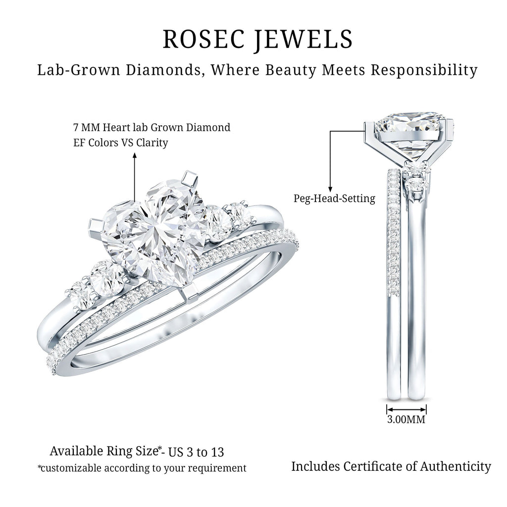 1.2 Carat Certified Lab Grown Diamond Heart Bridal Ring Set