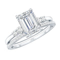 Certified Lab Grown Diamond 1.8 Carat Emerald Cut Engagement Ring with Band