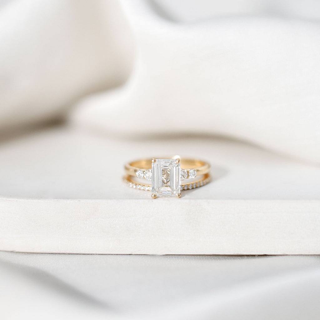 Certified Lab Grown Diamond 1.8 Carat Emerald Cut Engagement Ring with Band