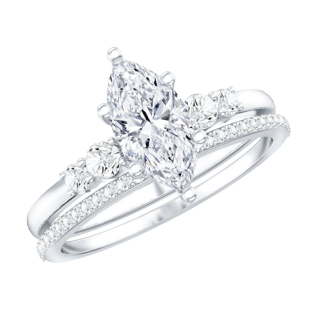 Lab Grown Diamond 1 Carat Marquise Engagement Ring with Wedding Band
