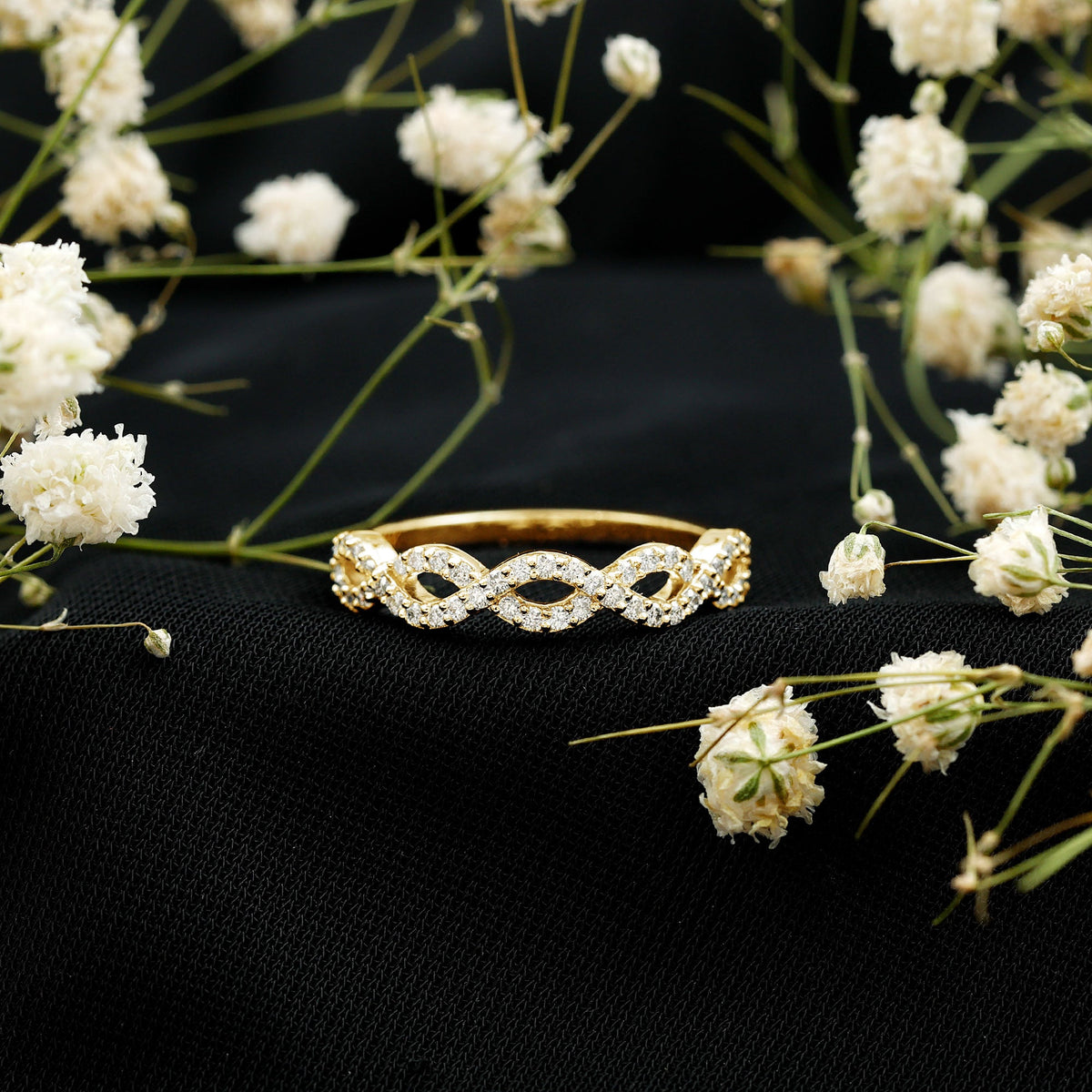 Pave Set Lab Grown Diamond Infinity Wedding Band