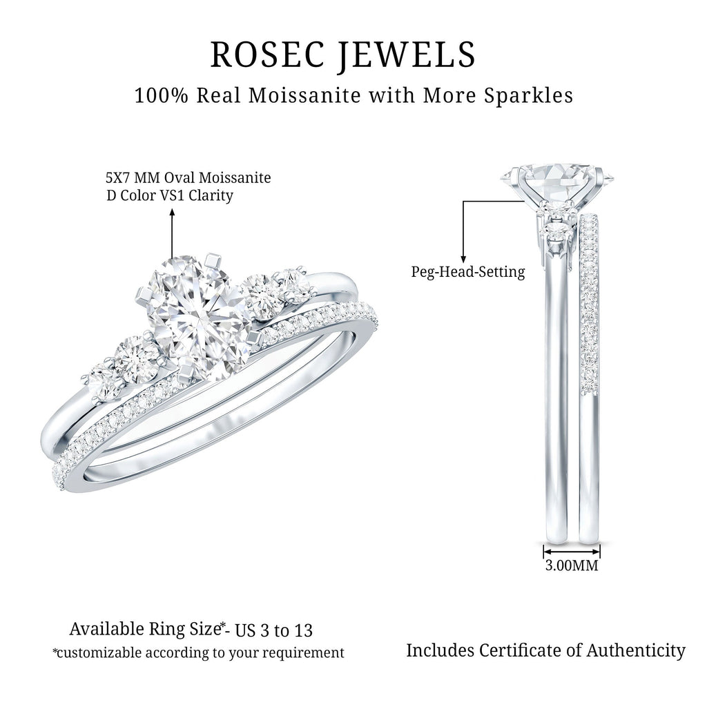 Certified Moissanite Oval Shaped Wedding Ring Set