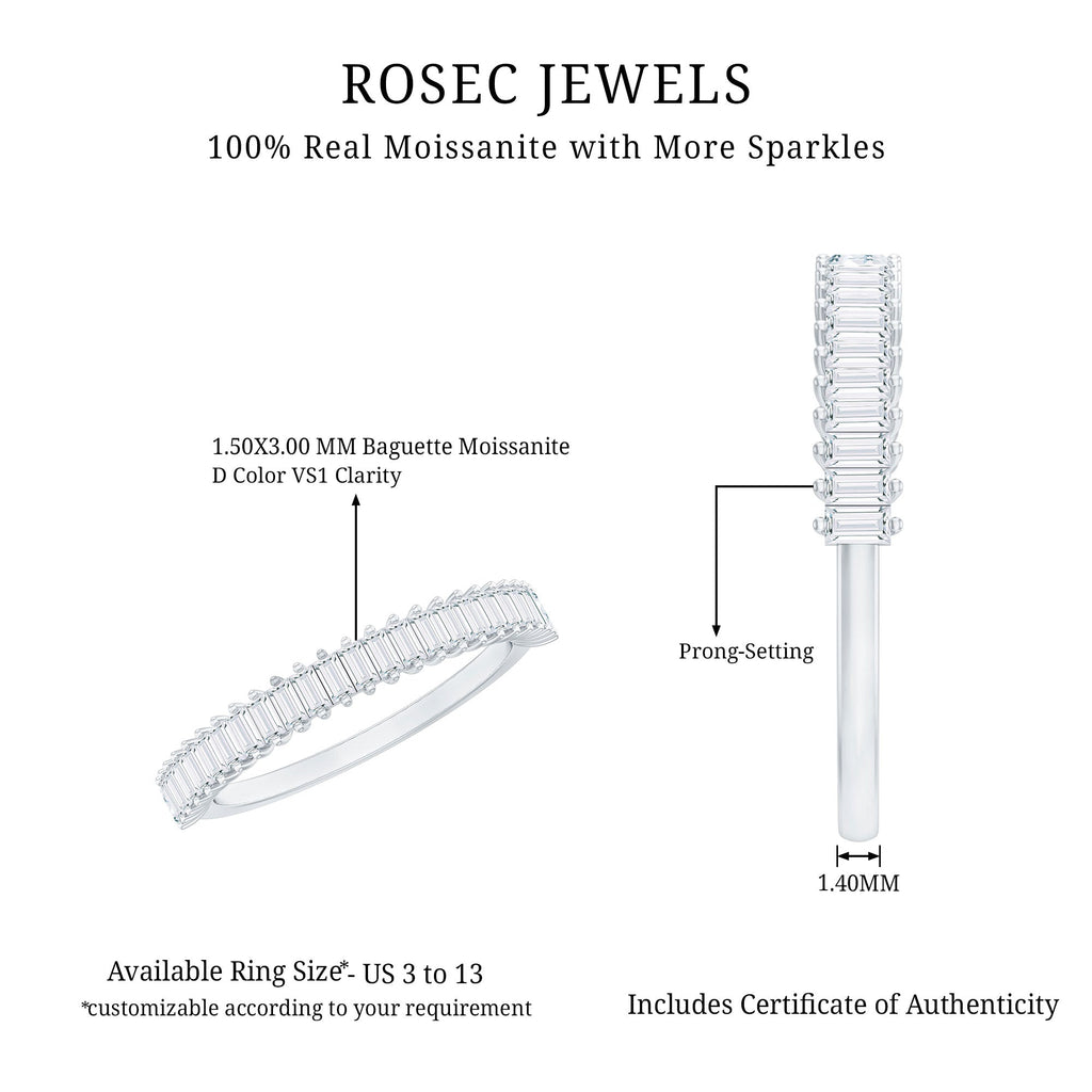 Certified Baguette Moissanite Half Eternity Band Ring