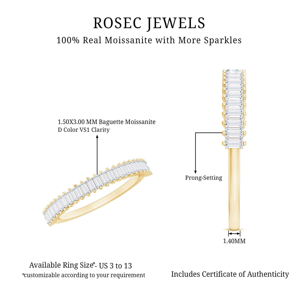 Certified Baguette Moissanite Half Eternity Band Ring