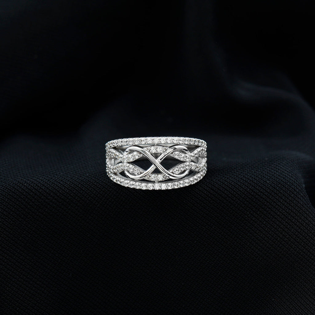 Designer Moissanite Infinity Anniversary Band in Silver