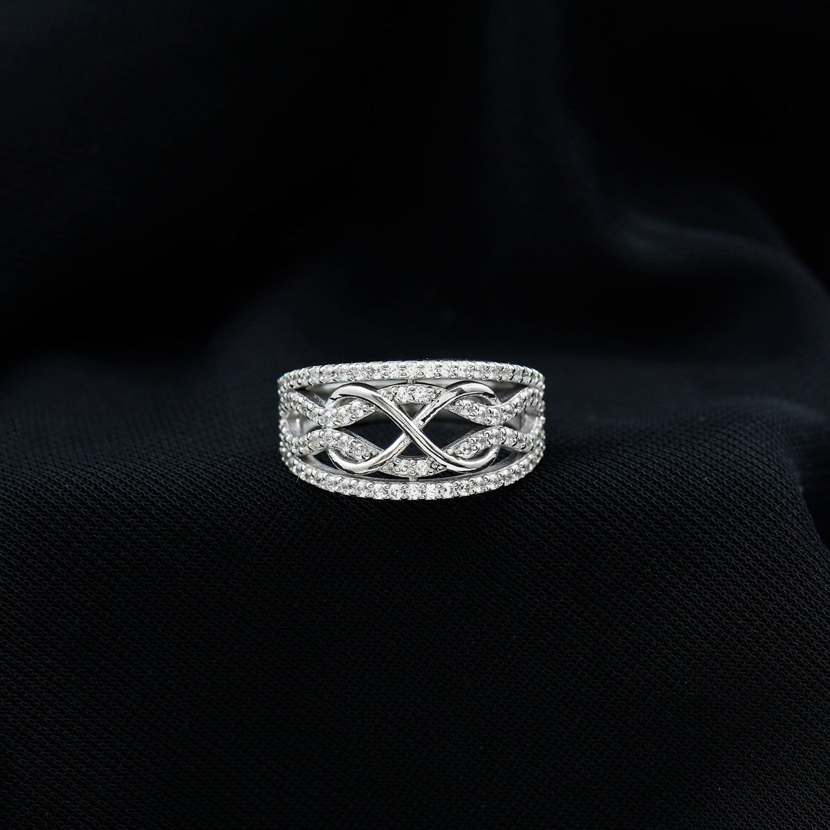 Designer Moissanite Infinity Anniversary Band in Silver