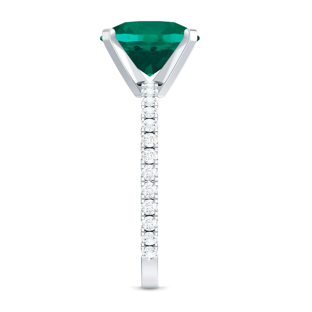 Certified 3.5 Carat Solitaire Lab Grown Emerald Engagement Ring with Diamond