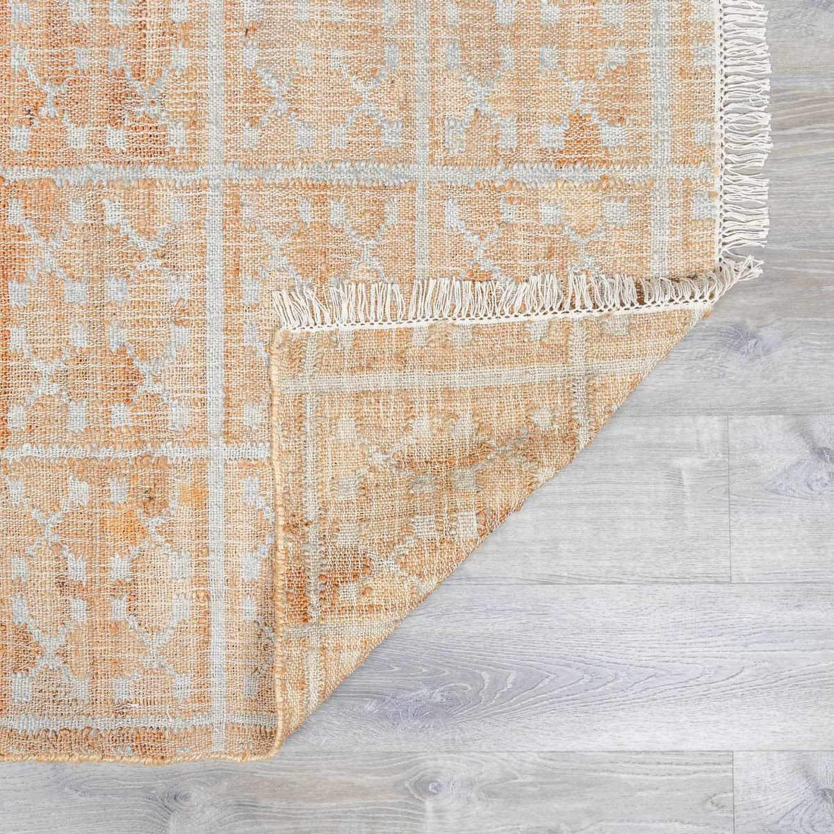 Rice Handcrafted Fringed Jute Carpet