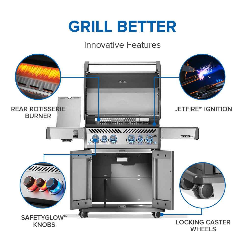 Patio Elegance Gas Grill Rogue PRO‑S 525 RSIB with Infrared Side and Rear Burners