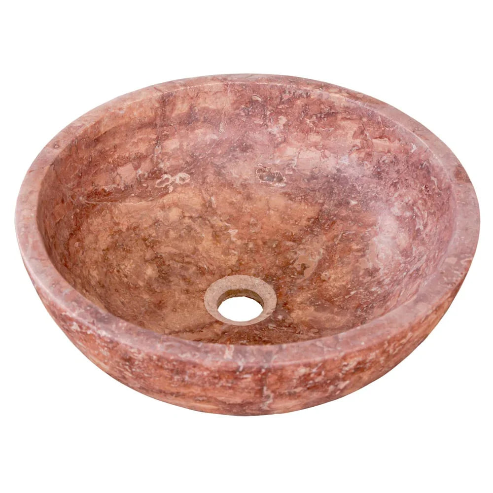 Red Travertine Natural Stone Round Above Vanity Bathroom Sink Honed/Matte (D)16" (H)6"