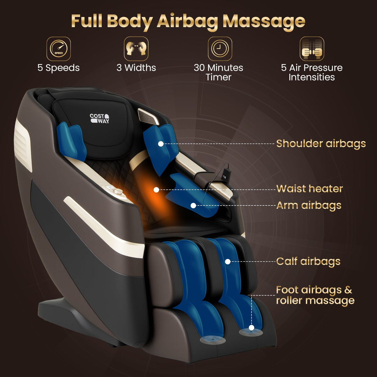 Relaxation 44 - Fully Body Massage Chair with Airbags and Waist Heater
