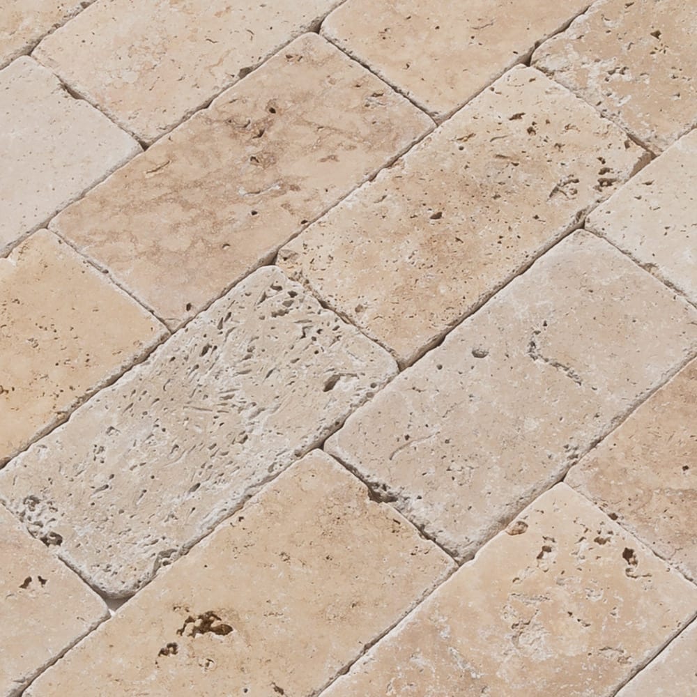 Riverbed Walnut Travertine Tumbled Floor and Wall Tile - Livfloors Collection