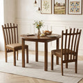 Rubber Wood Slat Back Dining Chairs Set of 2 - Brown