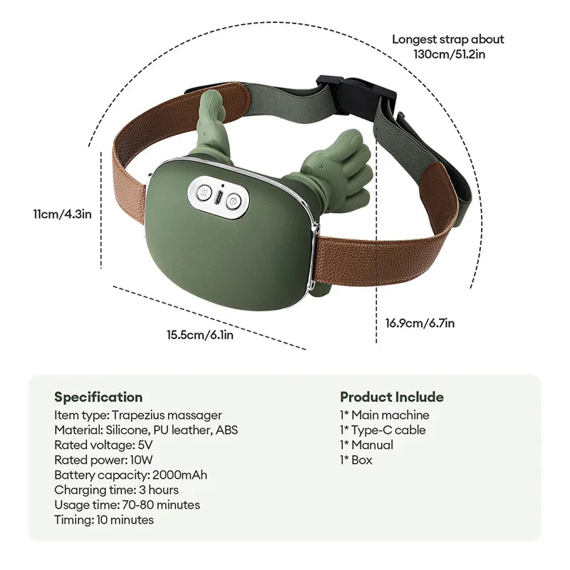 4D Bionic Finger Neck Shoulder Massager Wireless Neck Cervical Trapezius Kneading Massage Shawl Brushless Motor Neck masajeador