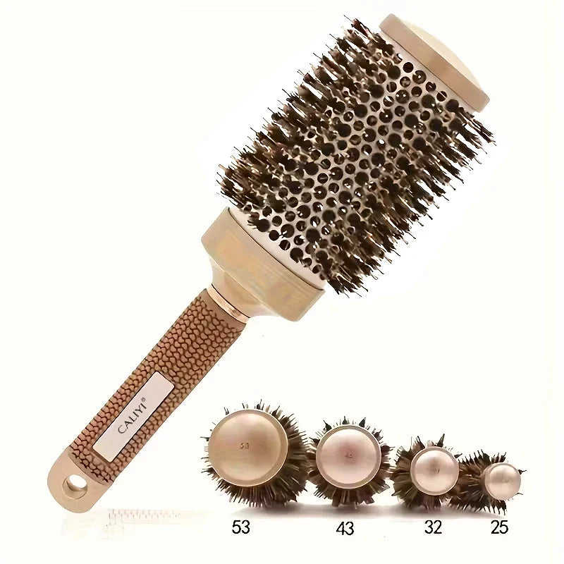 4 Sizes Heat Conductive Aluminum Barrel Volumizing Curling Styling Brush with Air Vents Thermal Ceramic Boar Bristle Hair Brush