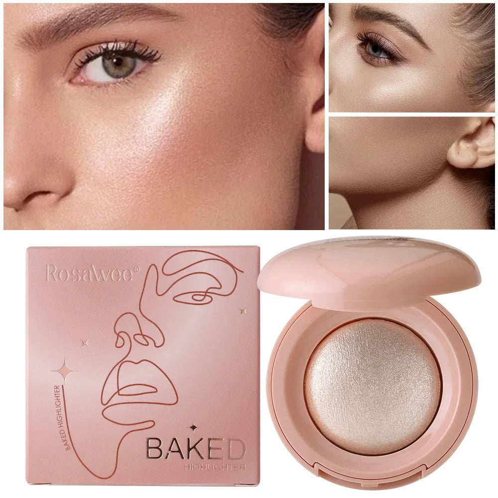 Monochrome Face Brightening Highlighter, Lightweight Non-Greasy Glitter Powder with Subtle Shimmer,Light Beige Brightening