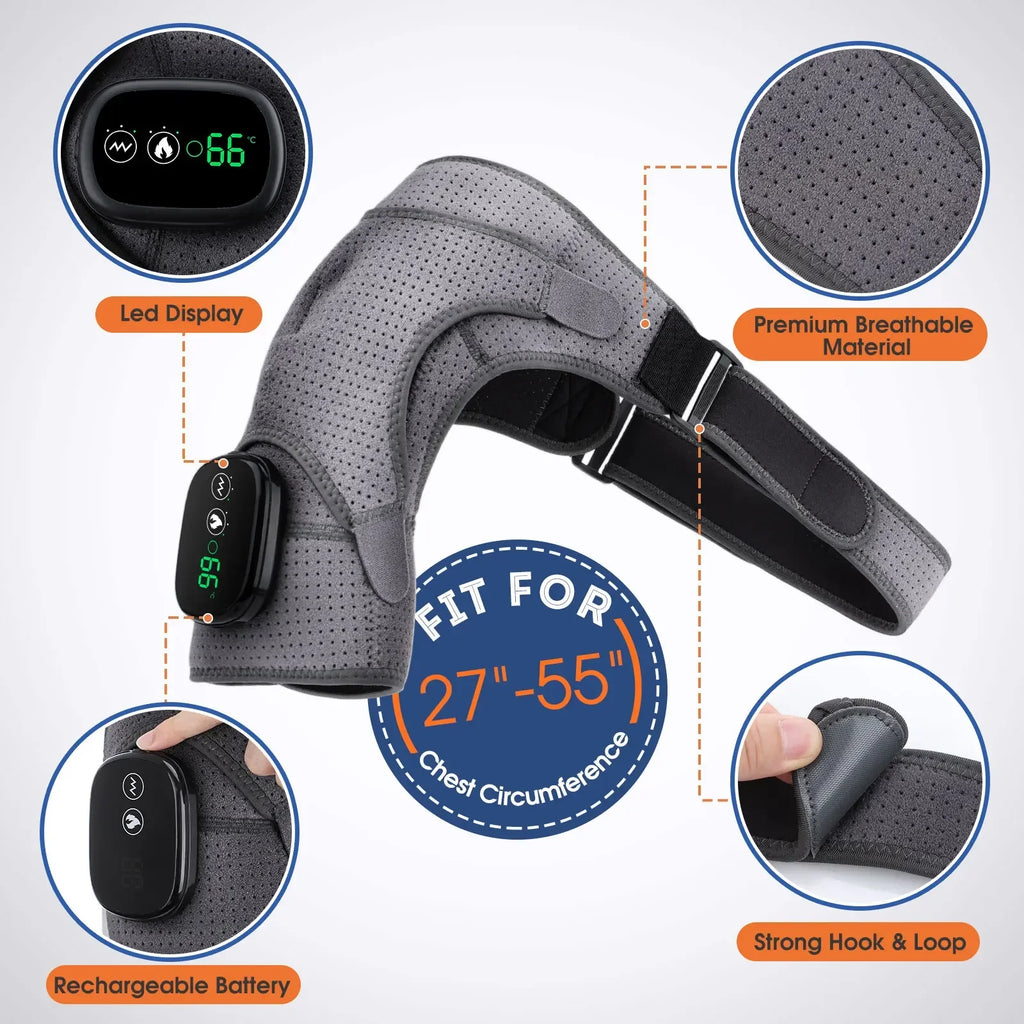 Electric Heating Shoulder Massage Back Shoulder Brace Shoulder Support Adjustable Led Hot Compress Heating Belt
