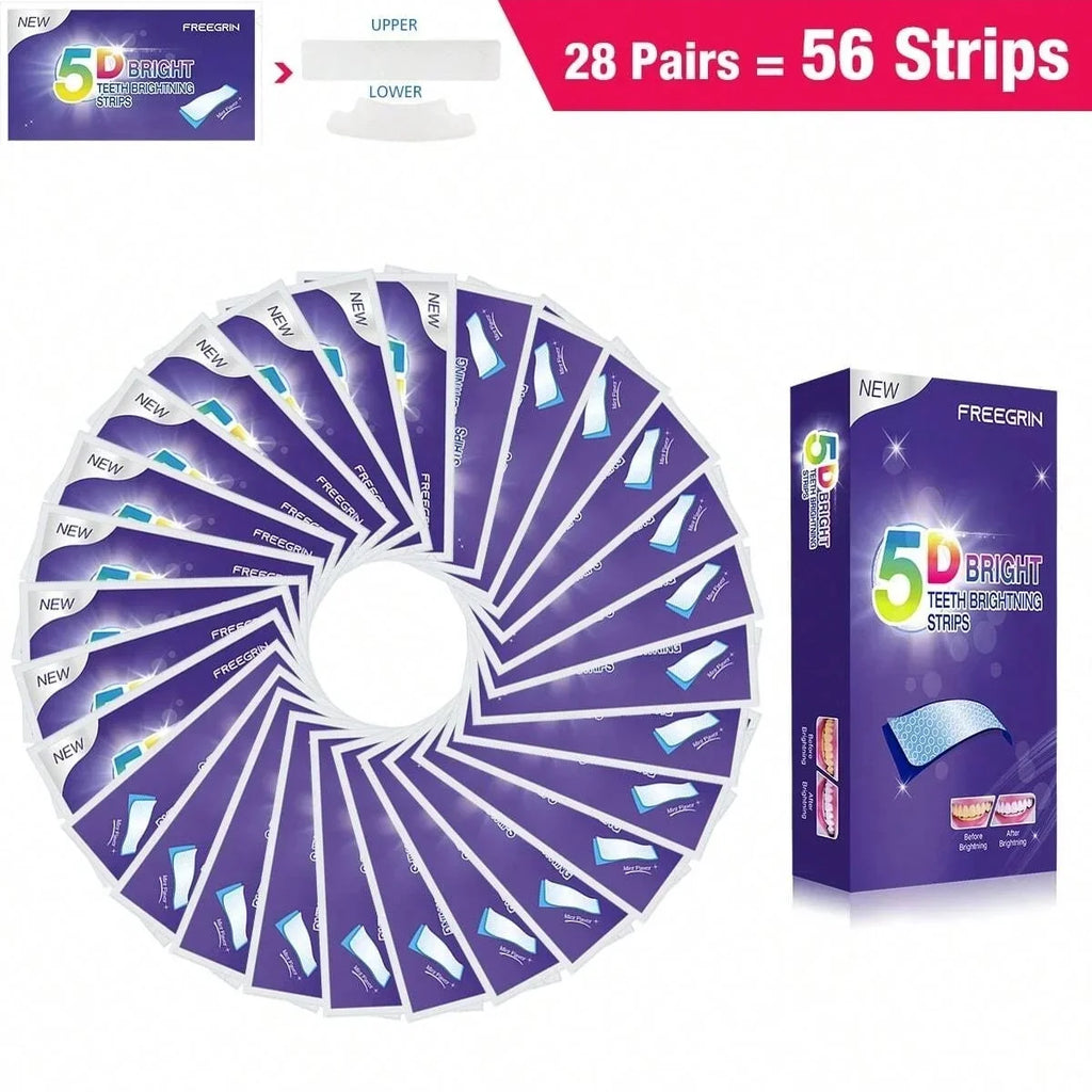 [ 5D ] Effective Teeth Whitening Strips Whitener Strips Teeth Whitener Helps Remove Yellow Teeth And Stains Teeth Stain Remover