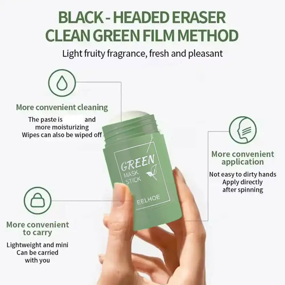 Green Tea Eggplant Solid Mask Deep Cleansing Oil Control Balance Antioxidan Shrink Pores Remove Blackheads Refreshing Mud Mask