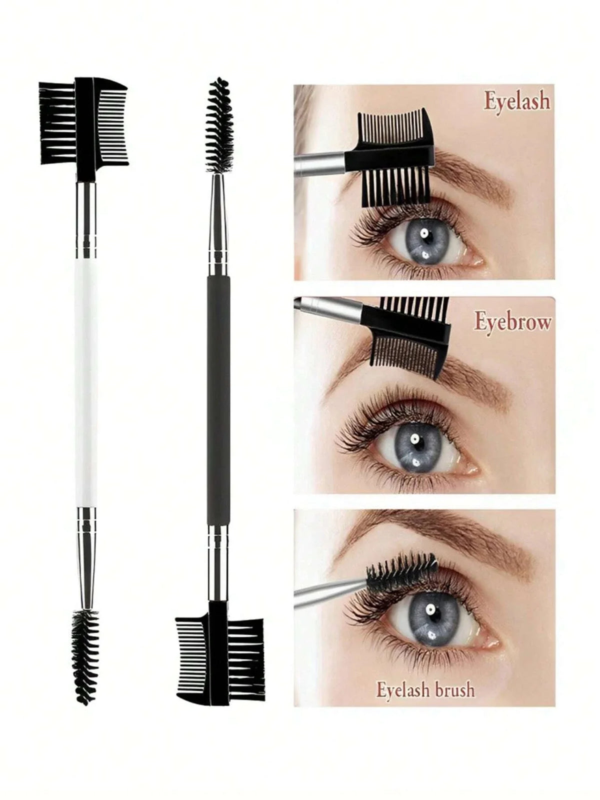 1/2/5PCS 3 Head Eyebrow Eyelash Shaper Double Head Brush Makeup Grooming Tool Cosmetic With 3 Different Spoolie Brushes