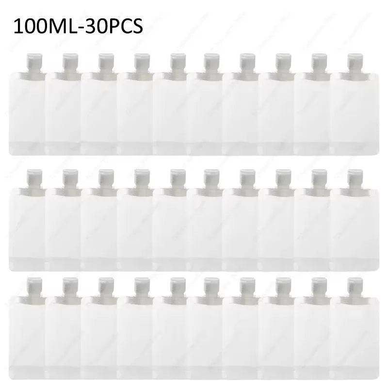 10-60pcs Refillable Packaging Bags Travel Essentials Lotion Cosmetics Shampoo Shower Gel Portable Bags Makeup Fluid Bottles