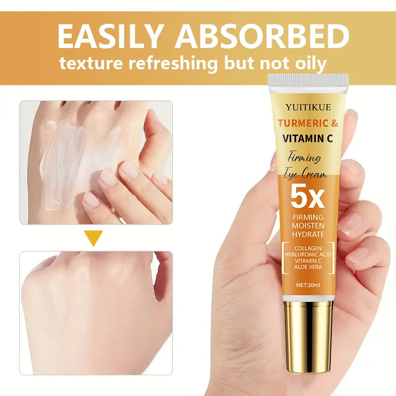 Turmeric & Vitamin C Firming Eye Cream 20ml - 5X Tightening, 30% Turmeric, Moisturizes & Smooths Eye Area