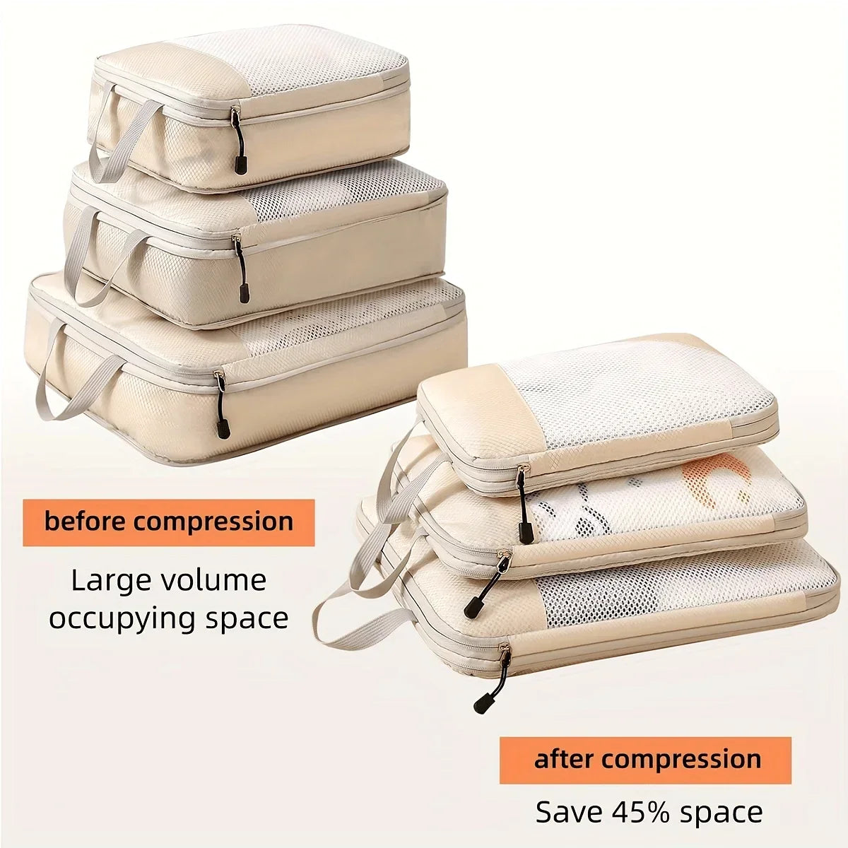 3 Piece Travel Compression Packing Cube Set Luggage Organizer Travel Essentials For Carry On Luggage Save Space
