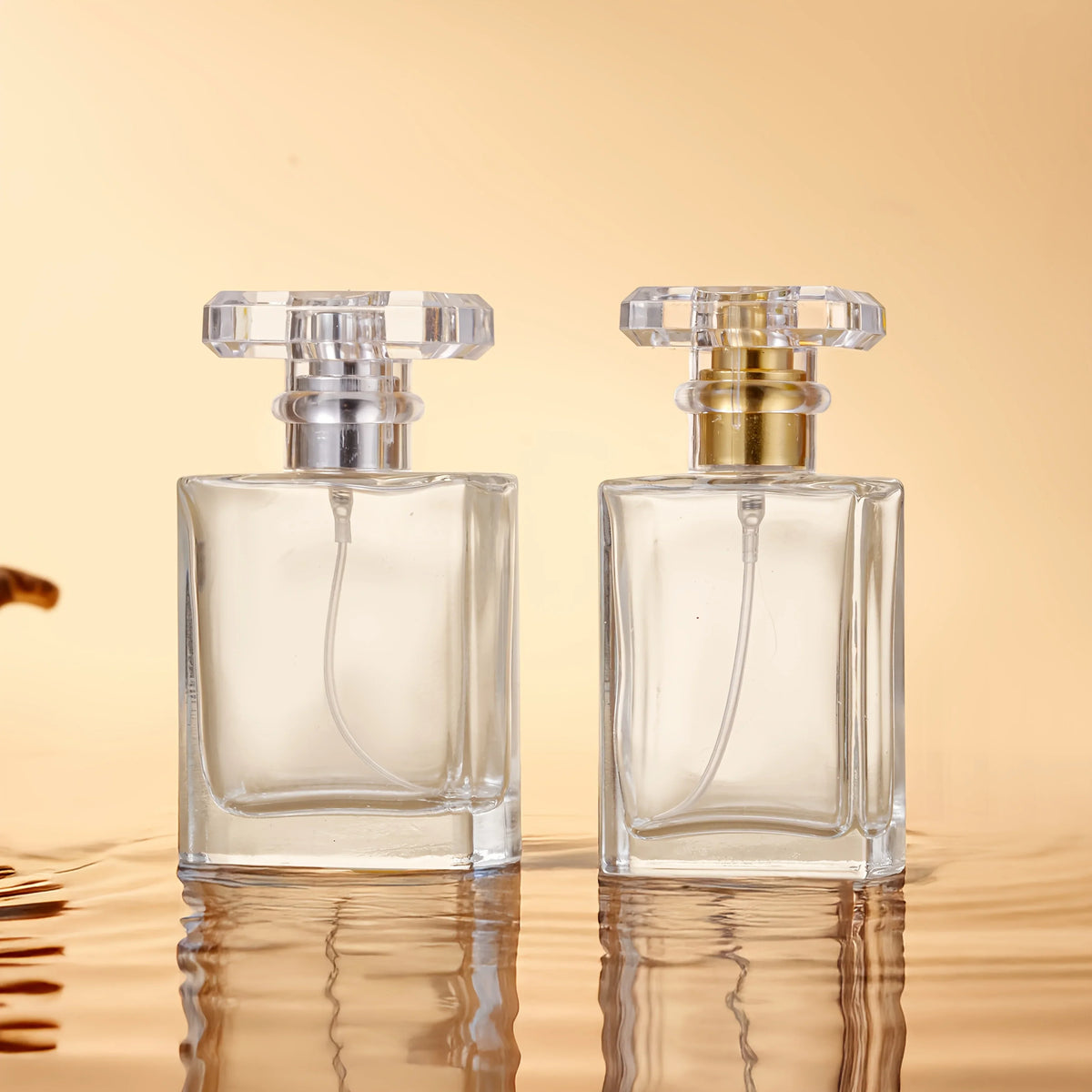 1PC Elegant Portable Glass Perfume Atomizer 1.01oz Square Flat Spray Bottle with Black Cap BPA Free Travel Friendly