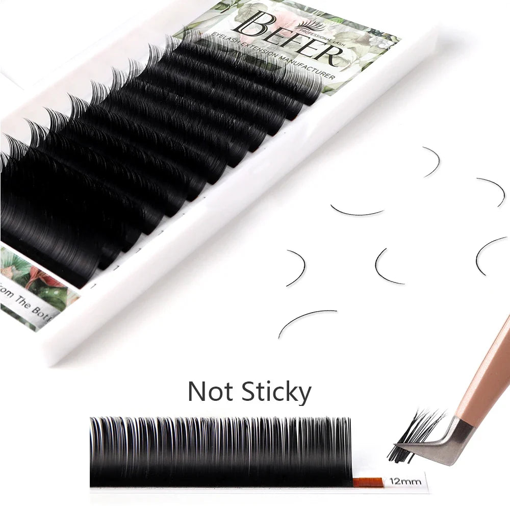 Befer Matte Ellipse Flat Lashes Extension Split-Tips Individual False Eyelash Mix8-15 Soft Ellipse Wires Professionals Supplies