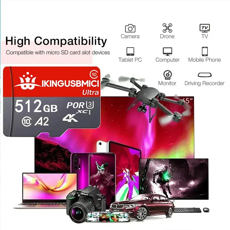 Micro Memory Card SD Cards TF Cards Flash Card 32GB/256GB/16GB/64GB/512GB Wide Compatibility for Security Camera