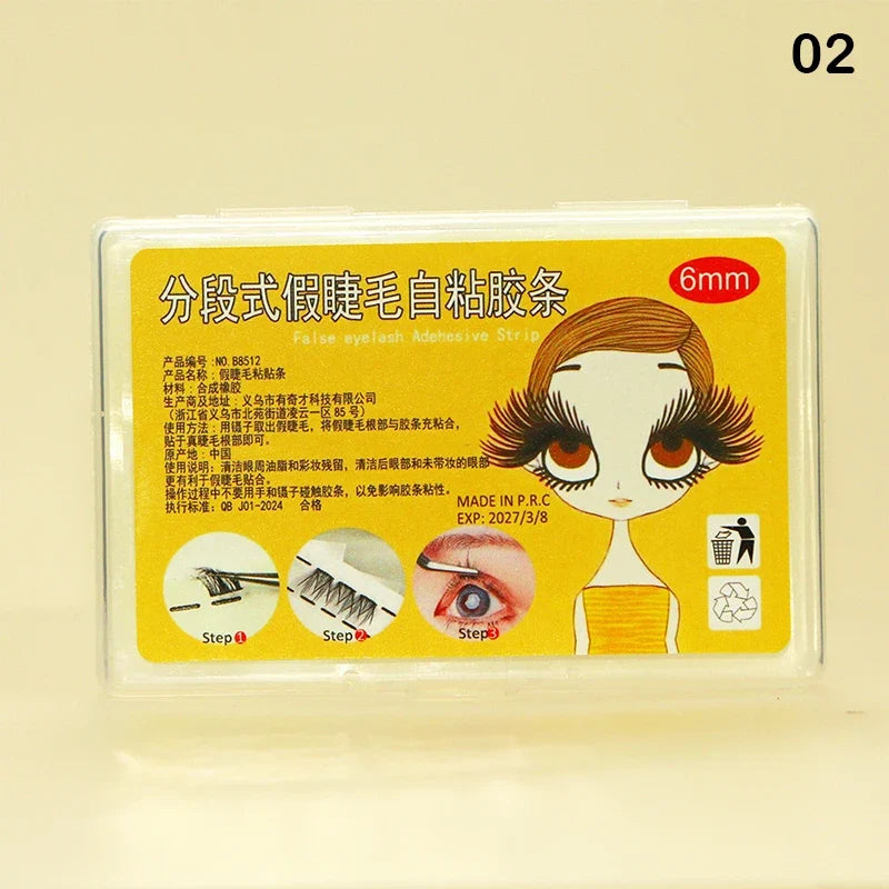 200pcs/Box Reusable Self-Adhesive False Eyelashes Glue Strip Eyelash Glue-Free Lash Adhesive Tape Professional Makeup Tools