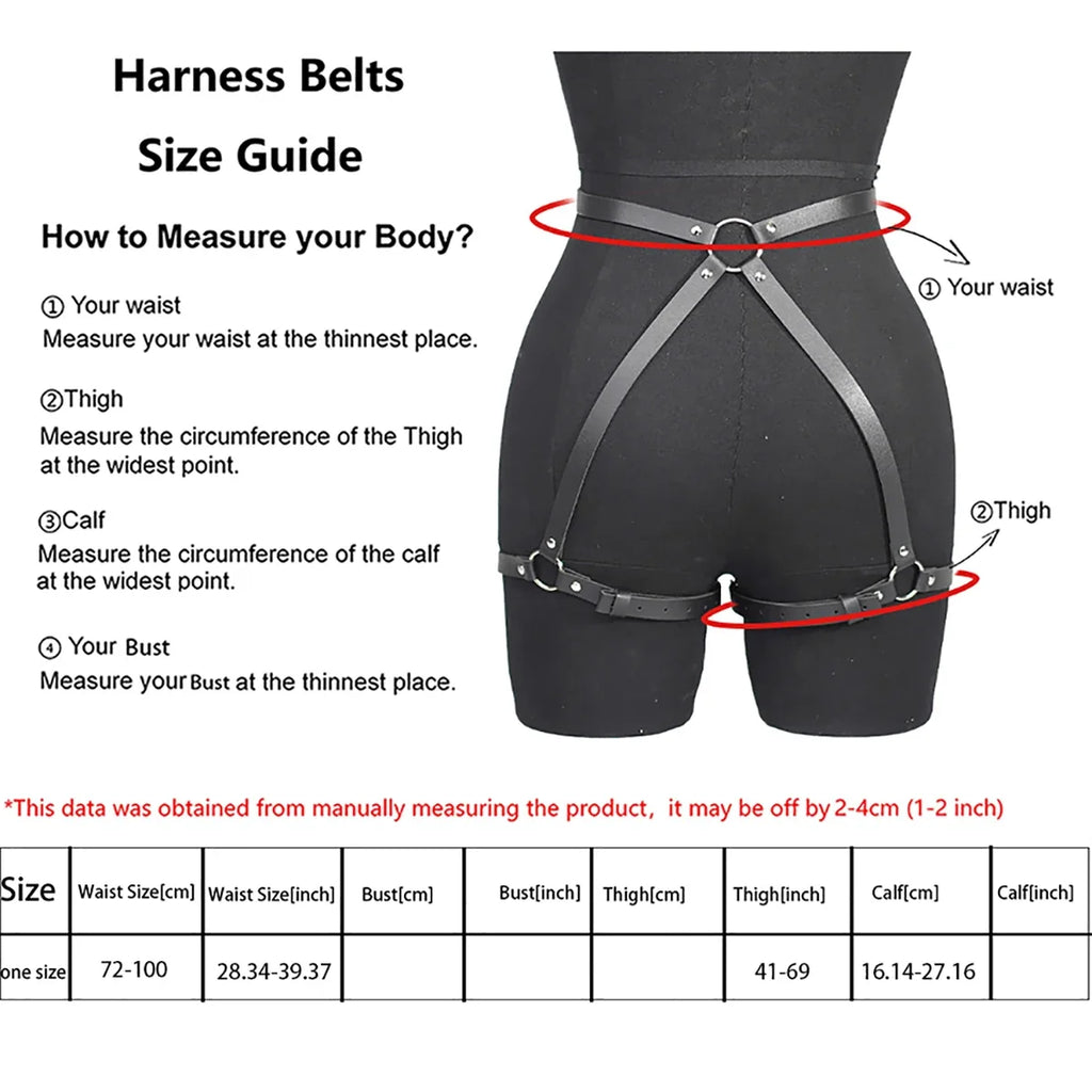 Ladies' punk style bondage art adjustable circular cuffs&thigh straps, essential for intimate role-playing
