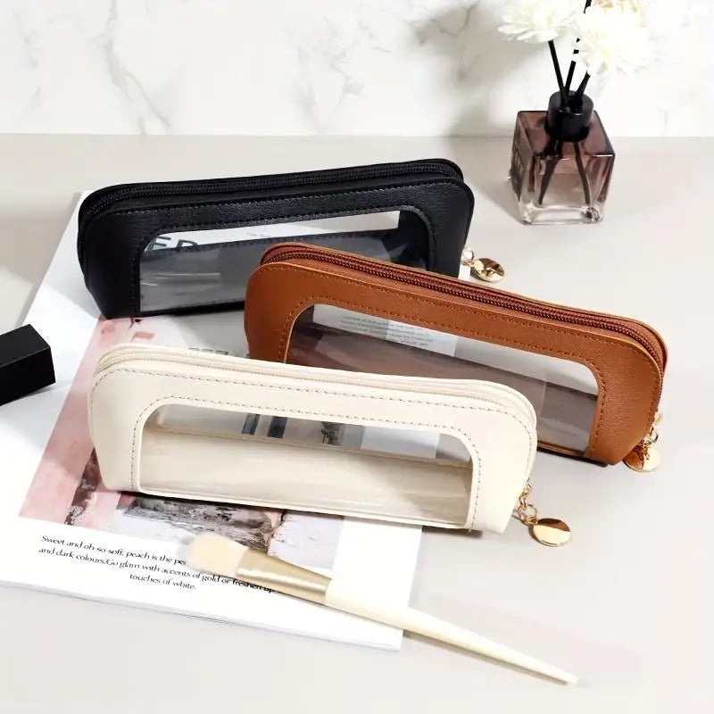 Cosmetic bag, makeup brush storage bag portable travel toiletries storage bag PU portable small cosmetic bag toiletries bag