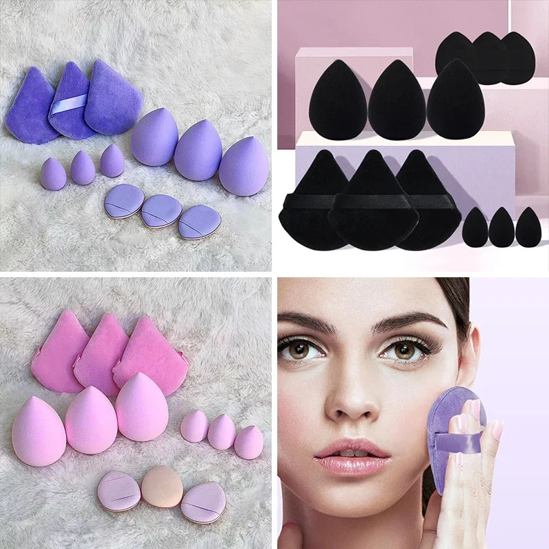12 Pieces Powder Puff Face Triangle Makeup Sponge Soft Velour Puffs for Loose Powder Setting Powder Blender Foundation Sponge Be