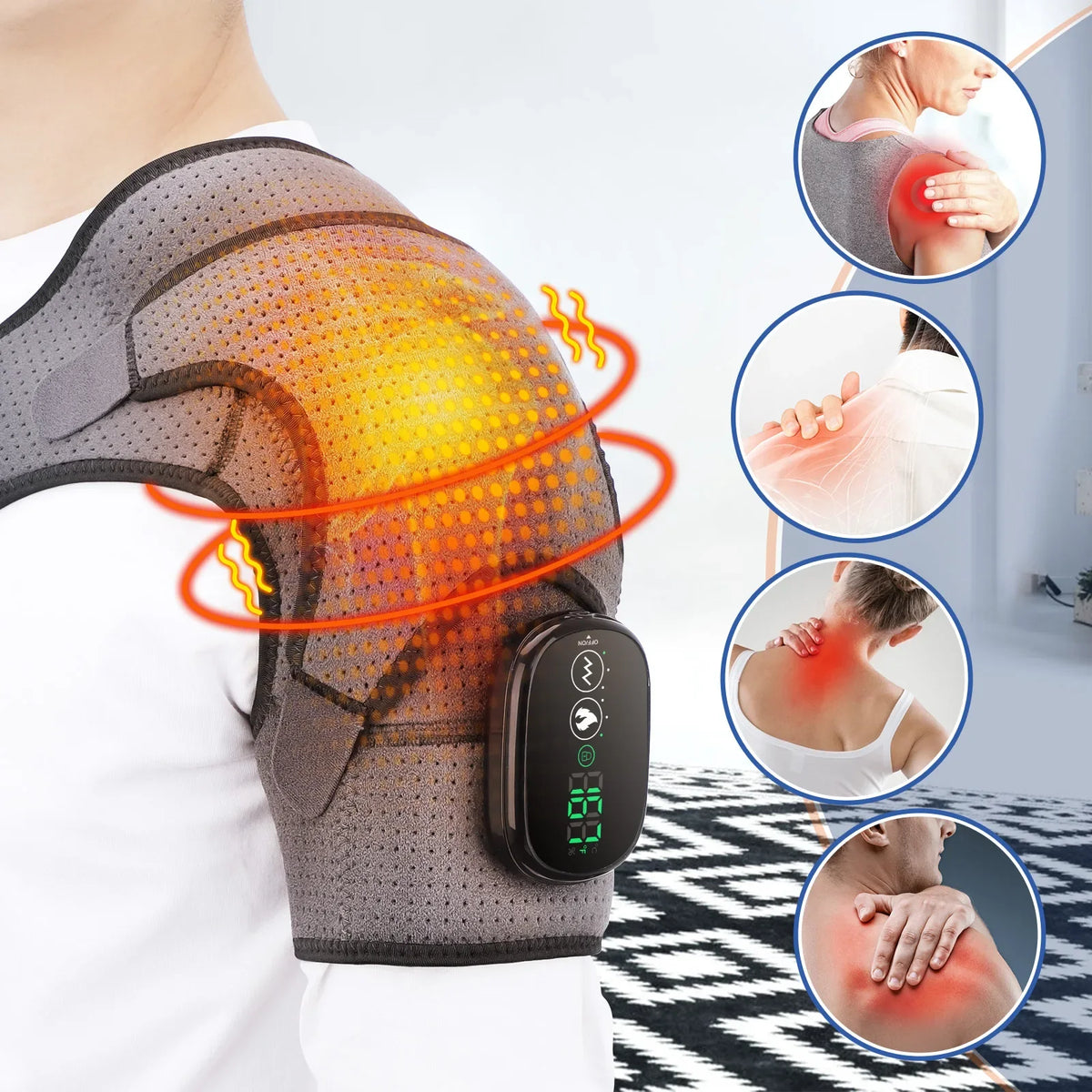 Electric Heating Shoulder Massage Back Shoulder Brace Shoulder Support Adjustable Led Hot Compress Heating Belt