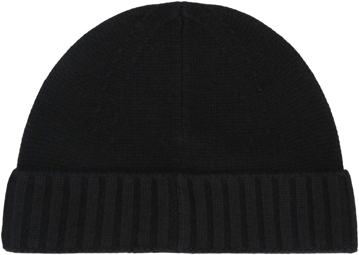 STONE ISLAND Cashmere Hat with Ribbed Cuff and Compass Logo