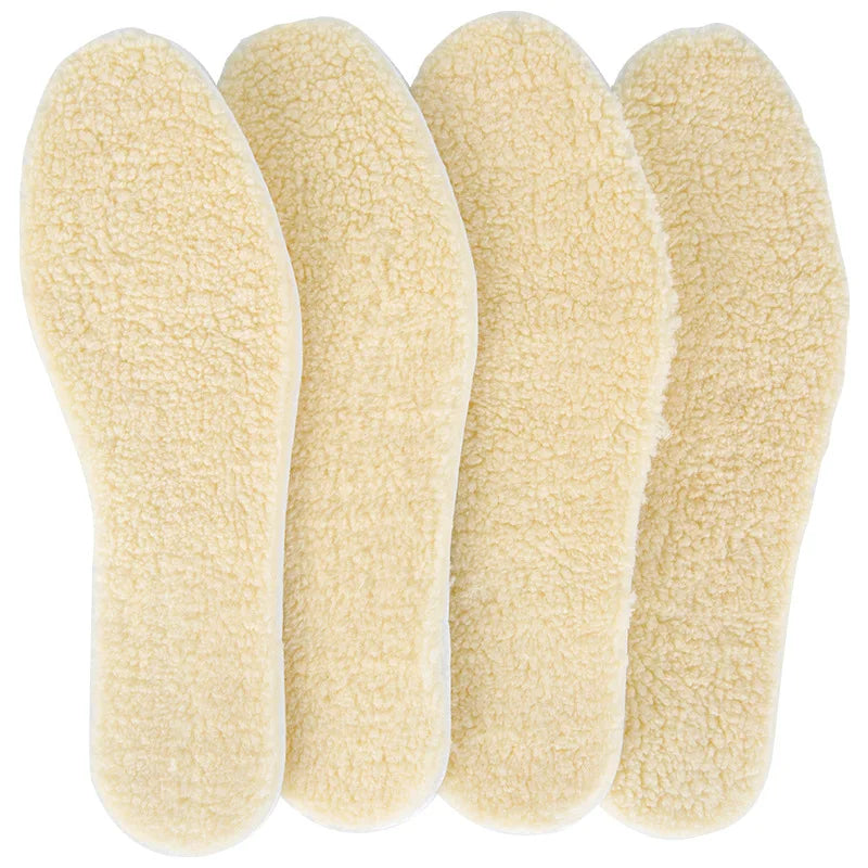 Adjustable Warm Insoles with Fleece and Thickened Lambskin Comfortable Cashmere and Cotton Insoles Snow Boots