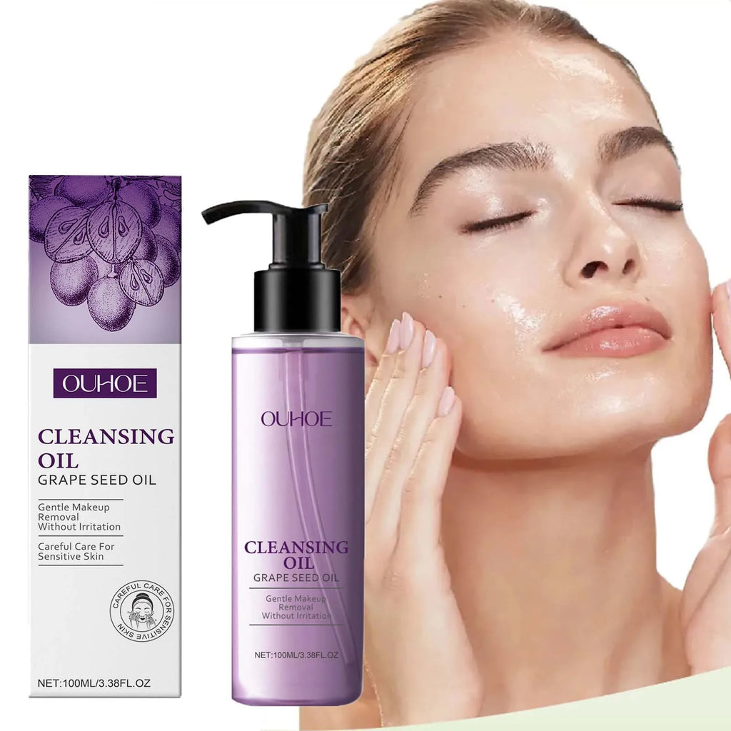 Grape Seed Cleansing Oil Makeup Remover for Sensitive Skin Non-Tightening Deep Purifying Hydrating Refreshing Facial Oil Control