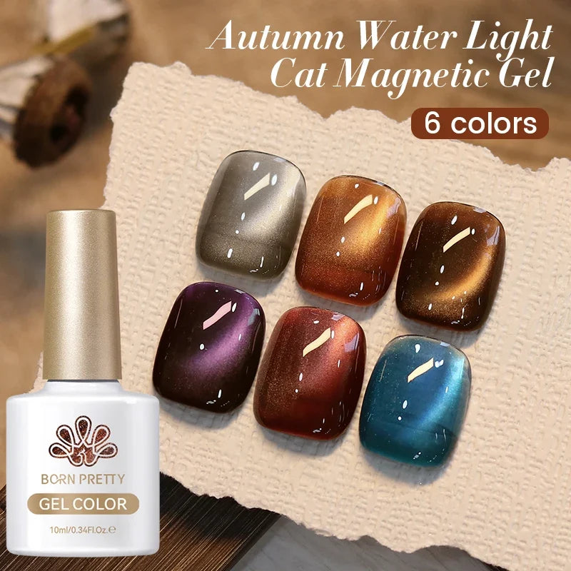BORN PRETTY 10ml Water Light Cat Magnetic Gel for Autumn Winter Naills Semi Permanent Soak Off UV Gel Manicure Nail Art Varnish