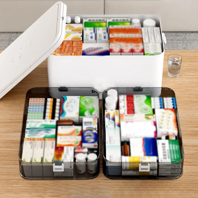 Large-Capacity Multi-Layer Medicine Organizer and How to Use It - Durable Waterproof Pill Box with Pill Storage, Suitable for Home and Travel Storage, Can Be Placed under the Bed, Easy to Carry, Suitable for Outdoor Travel Us