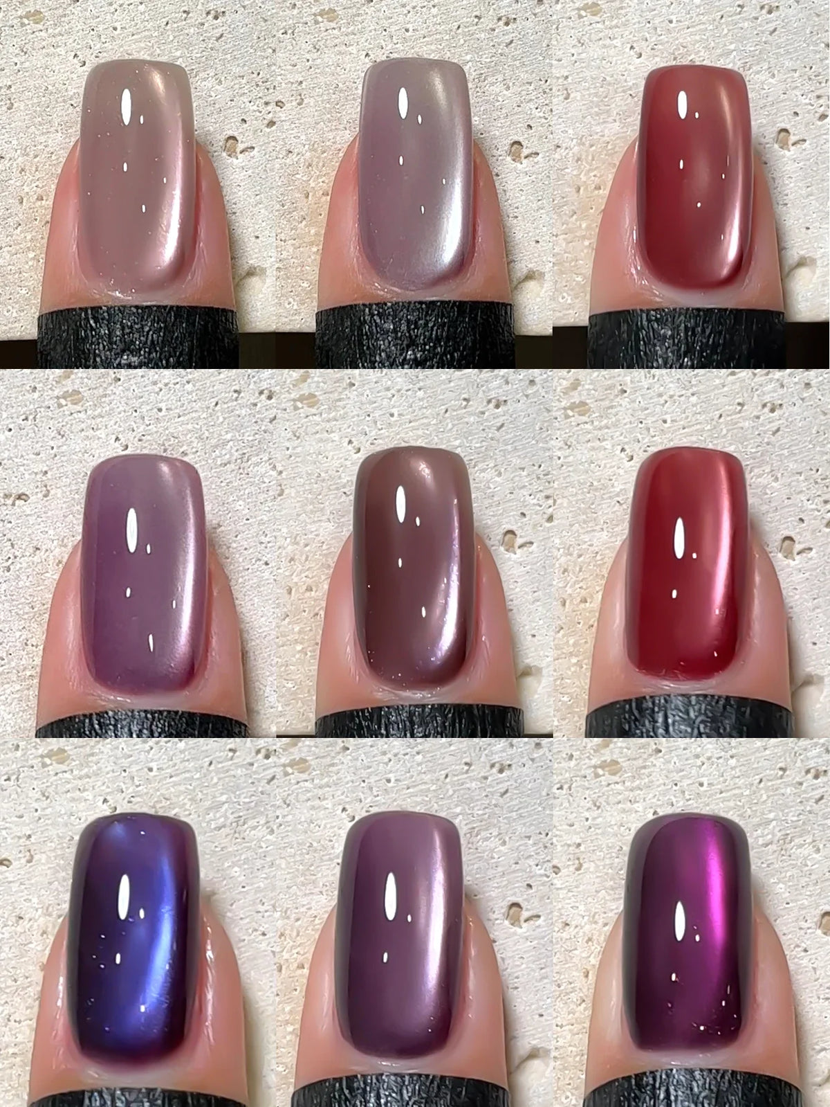 XEIJAYI 9Pcs 15ML Purple Cat Eye Nail Polish Gel Set UV Gel Soak Off Nail Magnetic Gel Polish Nail Art DlY For Salon At Home