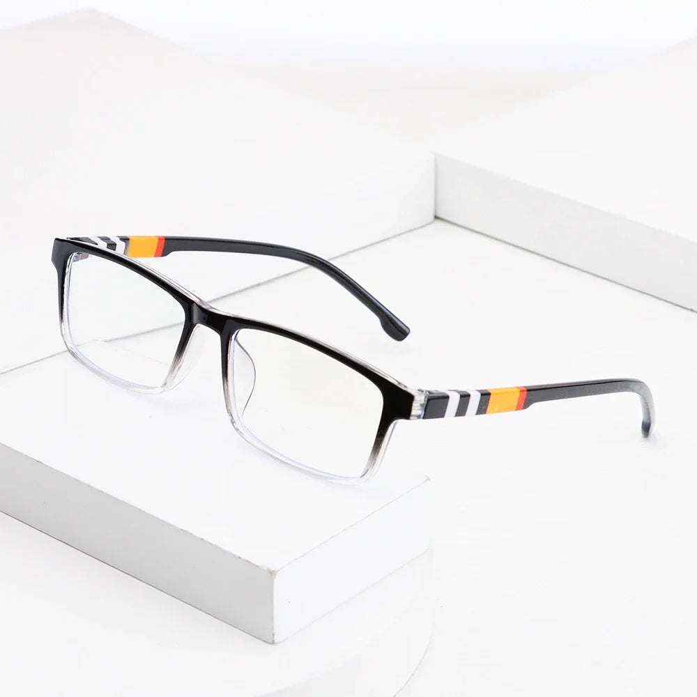 Fashion Anti-Blue Light Gradient Rrectangle Reading Glasses Men Women Urltra-Light Eye Protection Eyeglasses