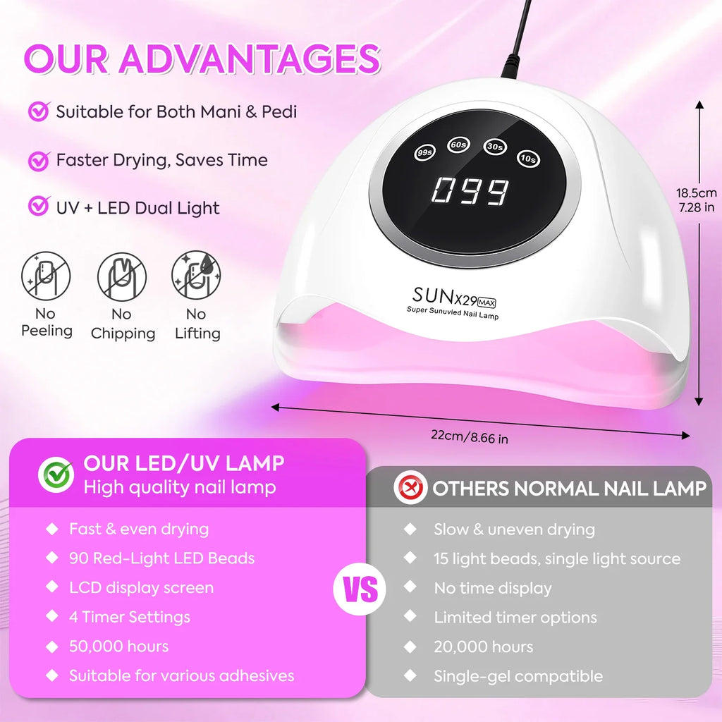 DianaBeauty 380W Professional UV LED Nail Lamp For Quick Drying Gel Nail Polish 90LEDS Gel Drying Lamp With 4 Timer Setting