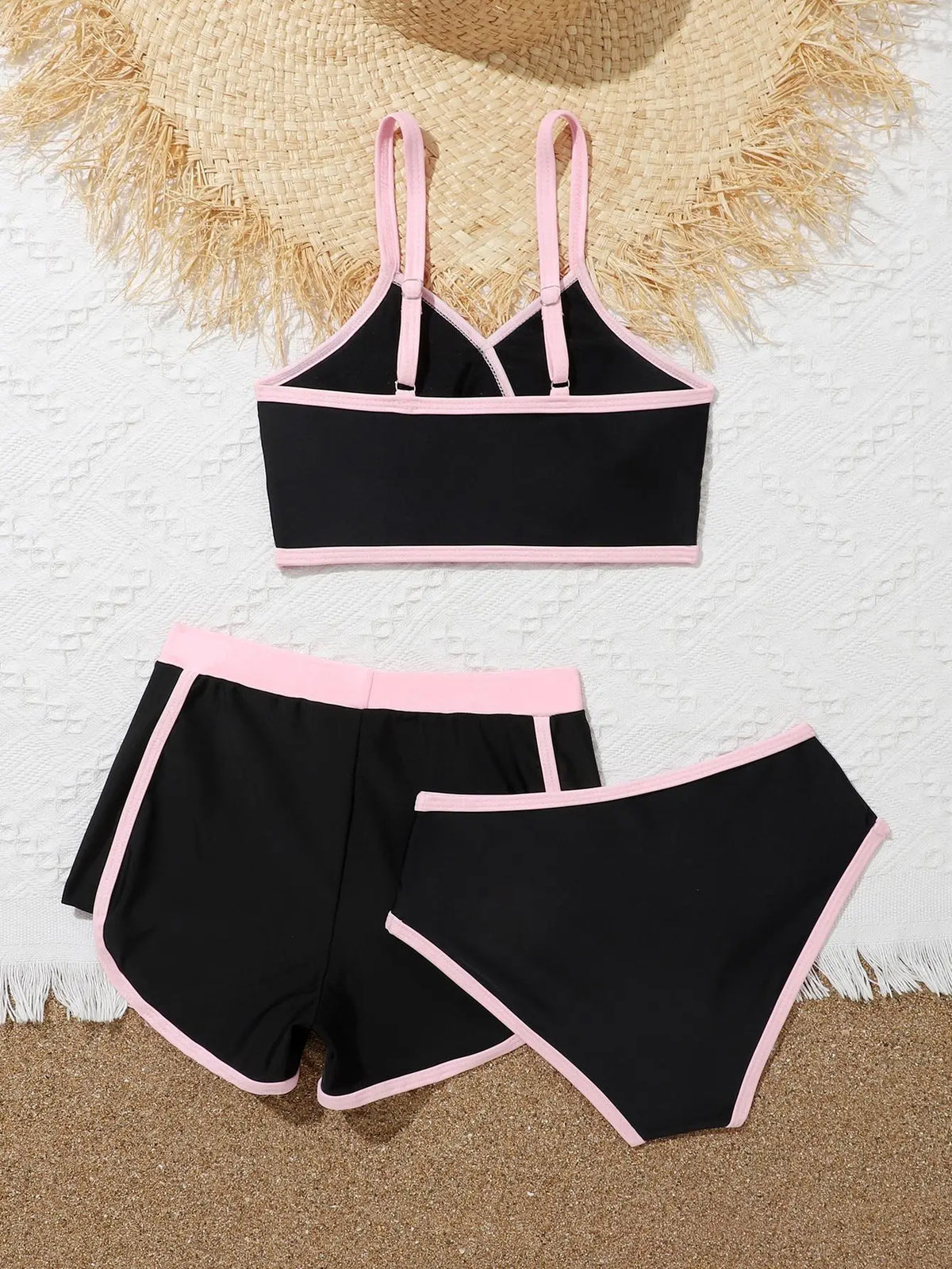 Waisted Bikini Sets with Shorts for Girls