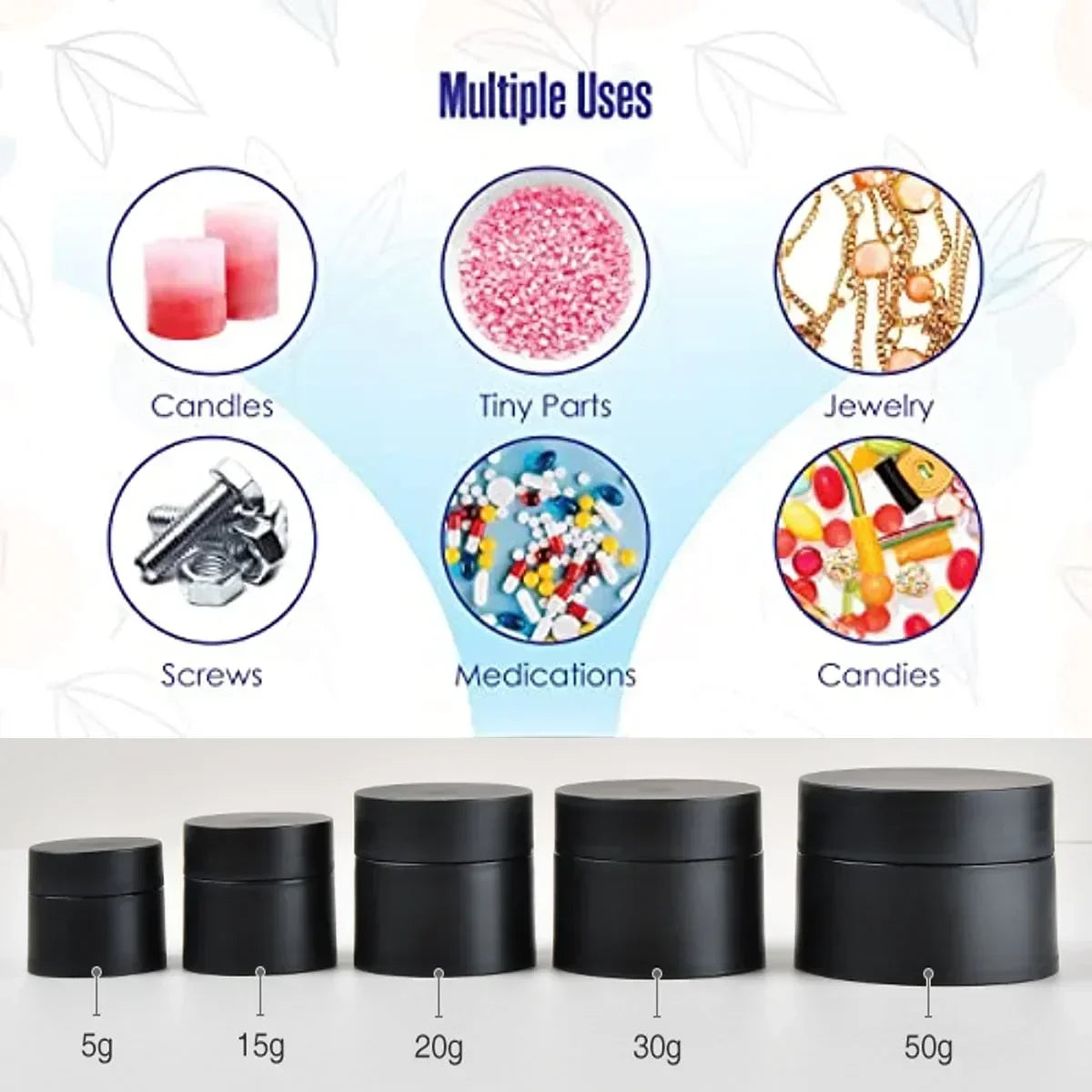 10pcs 5g 15g 20g 30g 50g Refillable Face Cream Jar Lotion Body Butter Makeup Containers Round Eyeshadow Gel