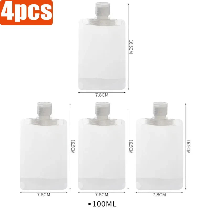 1/6pcs 30/50/100ml Lotion Dispenser Bag Travel Storage Bag Shampoo Liquid Cosmetics Storage Reusable Leak Proof Refillable Bag