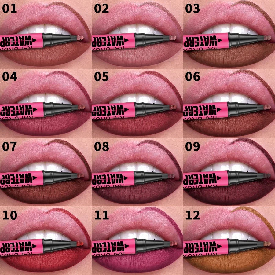 1PC Liquid Matte12-Color Lipliner Pencil Waterproof Plumping Stain Lipstick Natural Lip Liner Outline Lips Contour Makeup